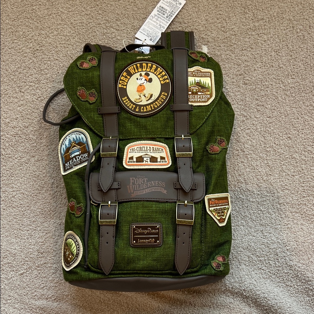 Disney Loungefly Fort Wilderness backpack  with Adventure Patches